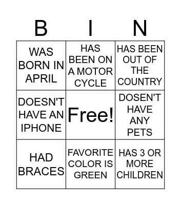 Children's Tree House Bingo Card