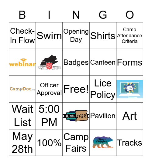 Youth Department Webinar 2019 Bingo Card