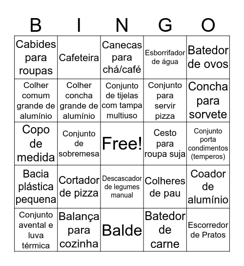 Chá de Panela Marília e Israel Bingo Card