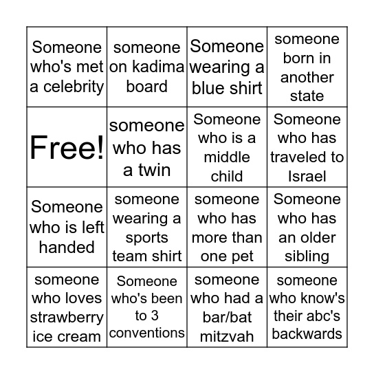 Human Bingo Card