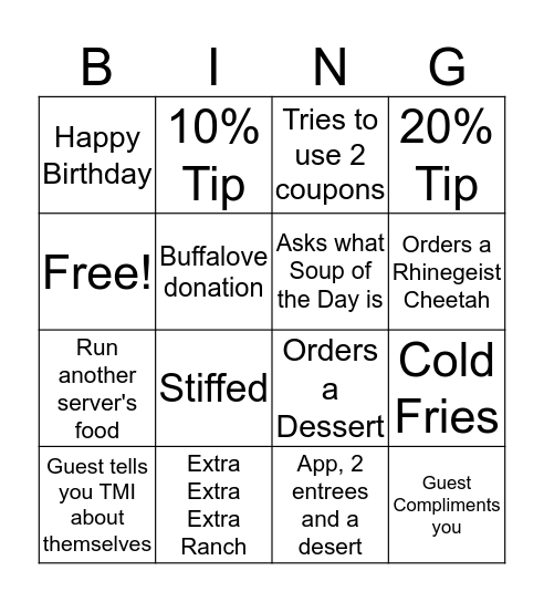 BWR Bingo Card