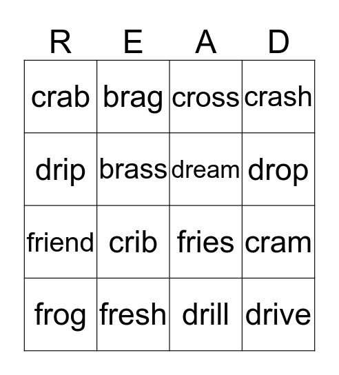 Blends Bingo Card