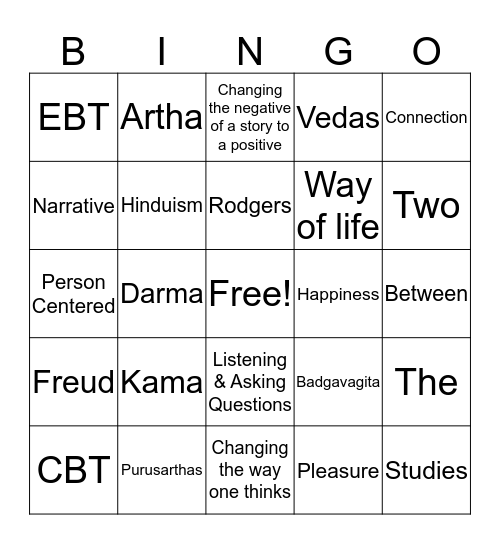 First Year Seminar  Bingo Card