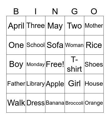 Class Party Bingo  Bingo Card