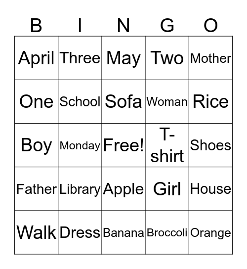 Class Party Bingo  Bingo Card