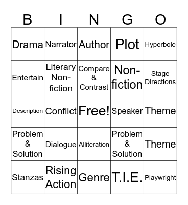 7TH READING Bingo Card