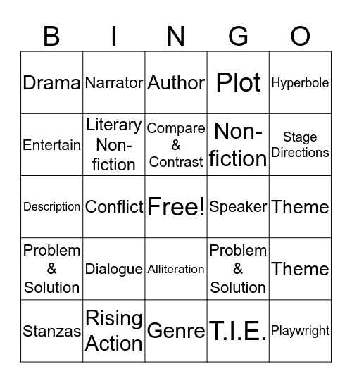 7TH READING Bingo Card