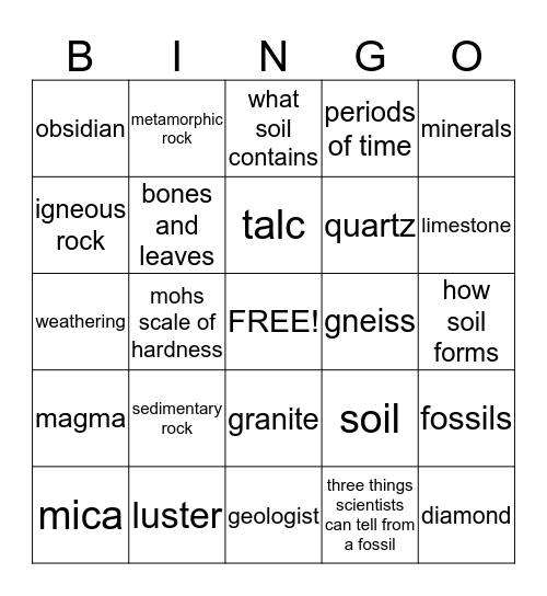 Ch. 8 Review Bingo Card