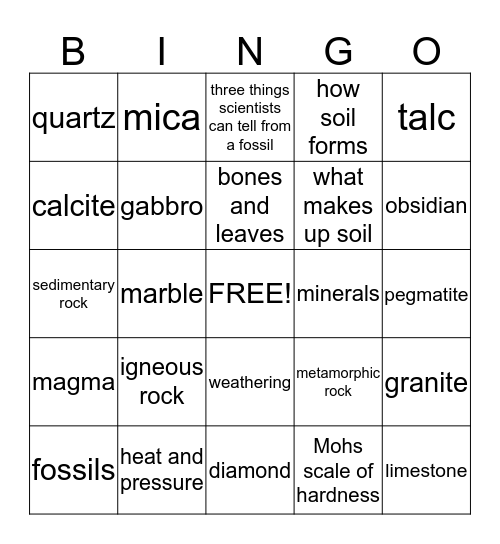 Ch. 8 Review Bingo Card