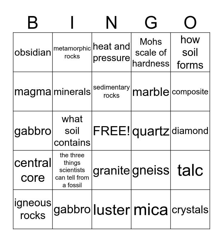 Ch. 8 Review Bingo Card