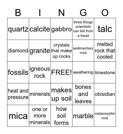 Ch. 8 Review Bingo Card