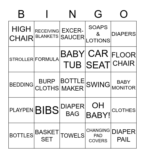 MARIA'S BABY SHOWER  Bingo Card
