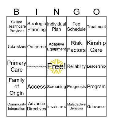 ECS Manual Terminology Bingo Card