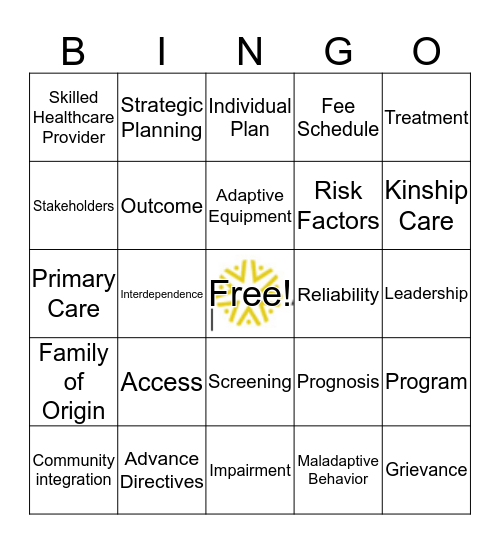 ECS Manual Terminology Bingo Card