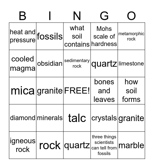 Ch. 8 Review Bingo Card