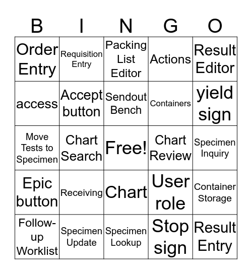 Beaker Bingo Card