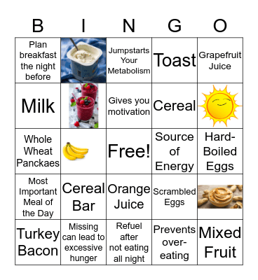 Rise and Shine - It's Breakfast Time! Bingo Card