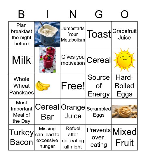 Rise and Shine - It's Breakfast Time! Bingo Card