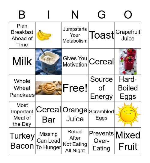 Rise and Shine - It's Breakfast Time! Bingo Card