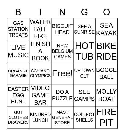 SCHIANO SPRING BREAK BINGO Card