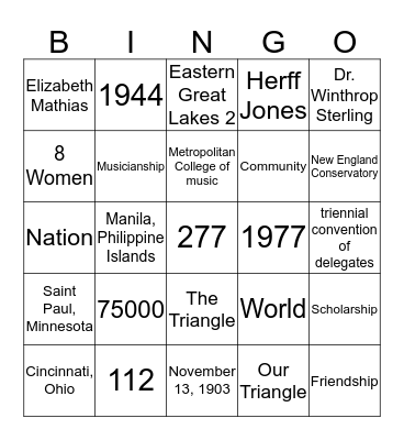 Mu Phi Epsilon Bingo! Bingo Card