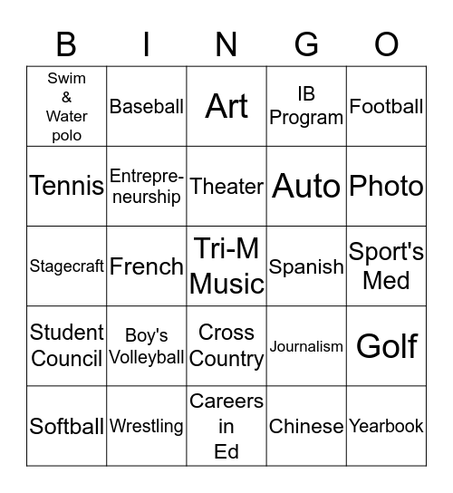 Talk to Reps! Get bingo, enter raffle for prize! Bingo Card