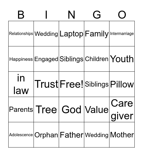 Family Studies Bingo Card