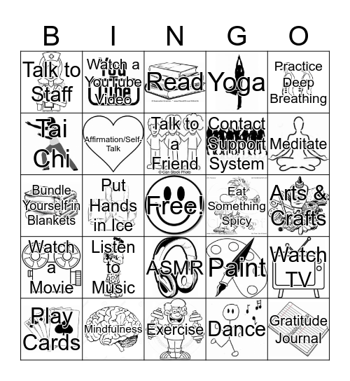 Coping Skills Bingo Card