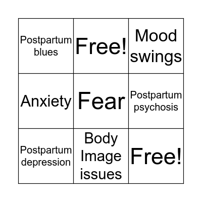 MOM & BABY Bingo Card