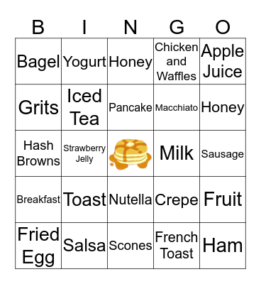 Breakfast Bingo  Bingo Card