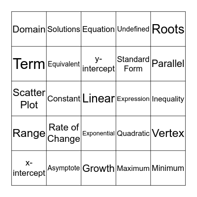 Vocabulary Bingo!! Bingo Card