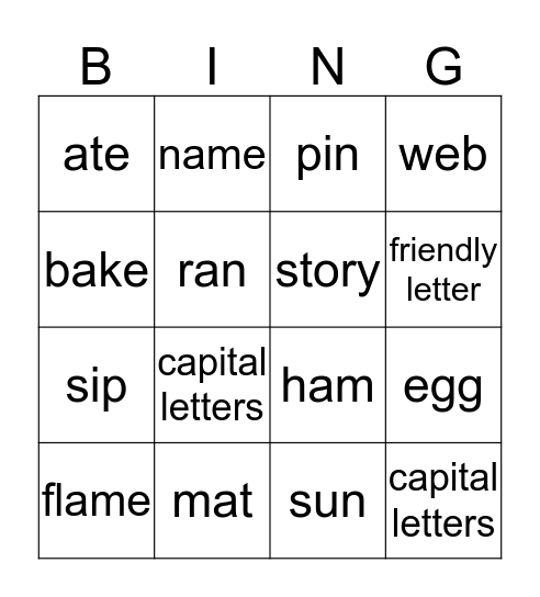 Review  Bingo Card