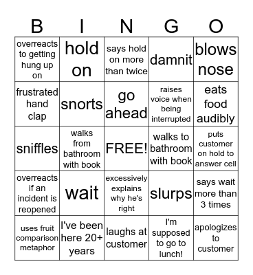 Tech Support Bingo Card