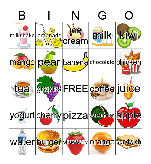 Food & Drinks Bingo Card
