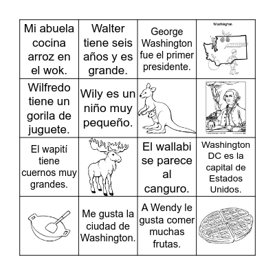 La letra Ww Bingo Card