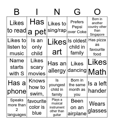 Get to know CCA members Bingo Card