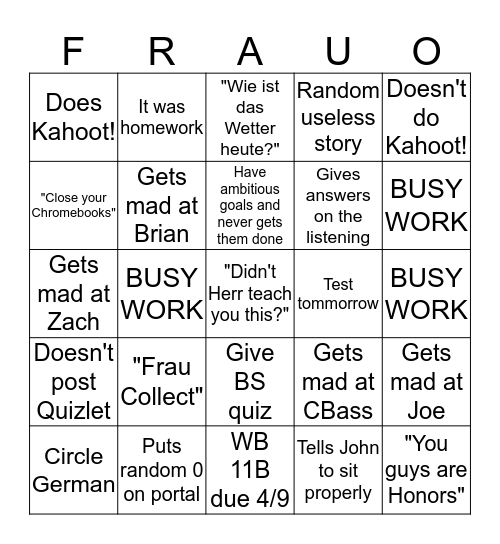 FRAU BINGO Card