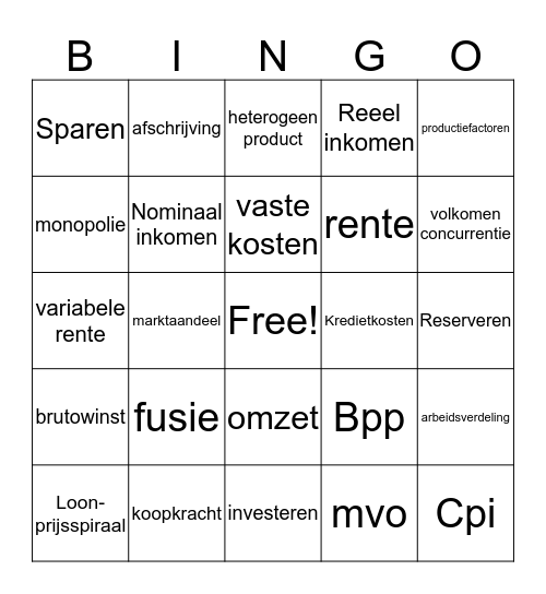 ECO BINGO T4/ NSG Bingo Card