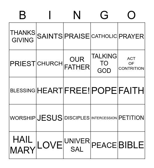 PRAYER BINGO Card