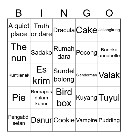BINGO SETAN Bingo Card