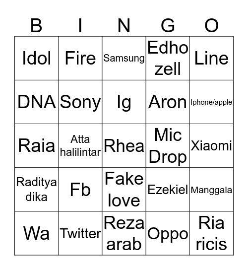 Ini bingo acal Bingo Card