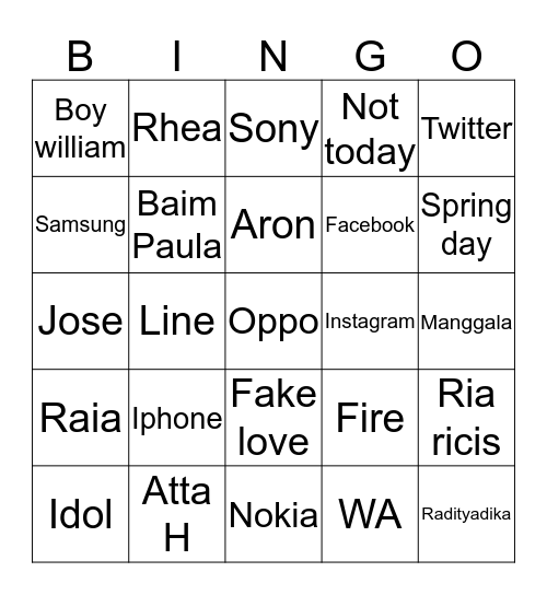 julnarendra Bingo Card