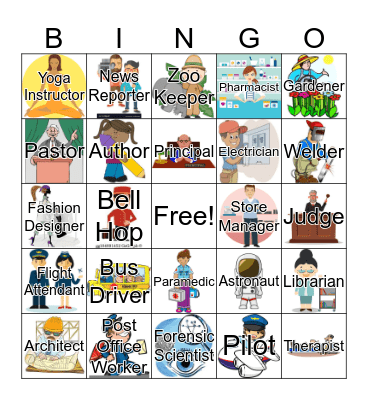 4th Grade Career Clusters Bingo Card