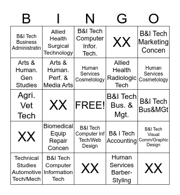 Getting to Know You by Course of Study (Major) Bingo Card