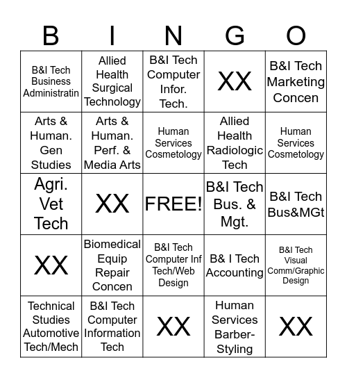 Getting to Know You by Course of Study (Major) Bingo Card