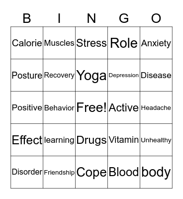 Wellness Bingo Card