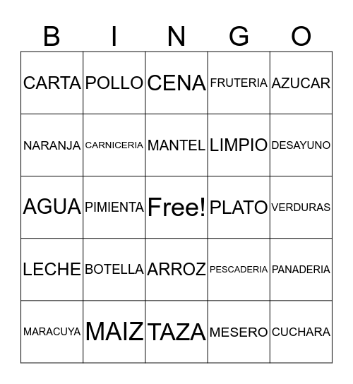 UNIT 4 VOCABULARY WORDS Bingo Card