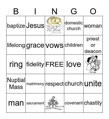 Sacrament of Marriage Bingo Card