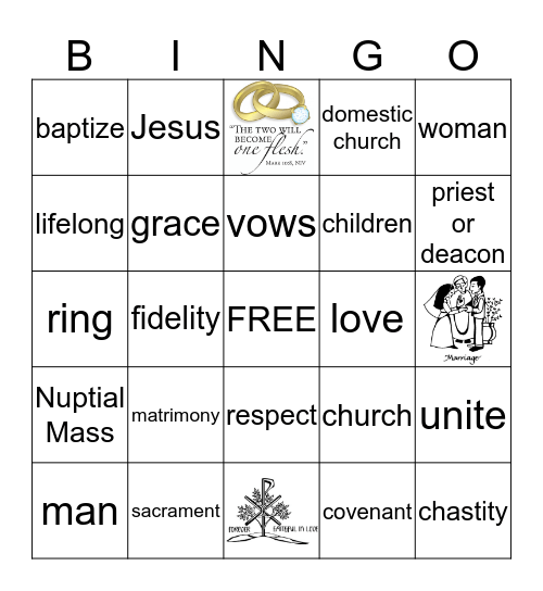 Sacrament of Marriage Bingo Card