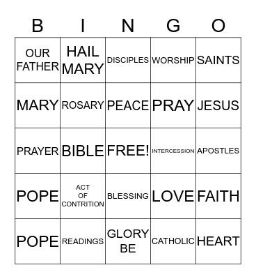 PRAYER Bingo Card